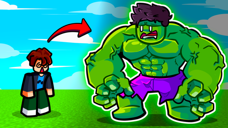 Superhero Evolution growth from a small avatar into a huge hero